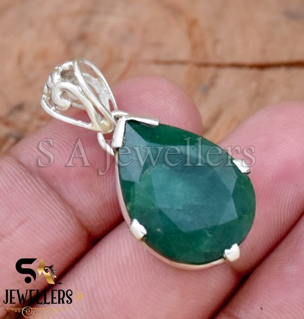 Indian Emerald Pendant, 925 Sterling Silver Pendant, Gift For Her
