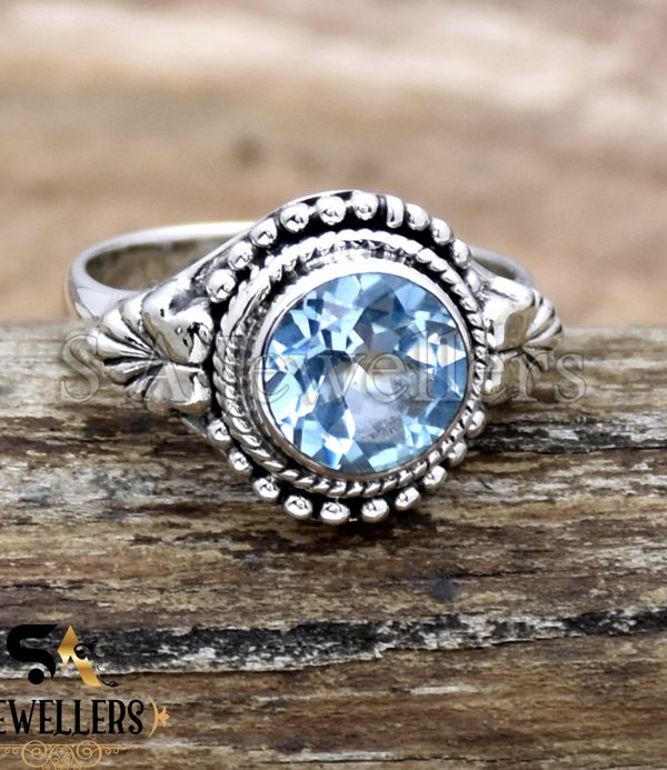 Blue Topaz Silver Ring, 925 Sterling Silver Ring, Blue Topaz Ring, Gemstone Ring
