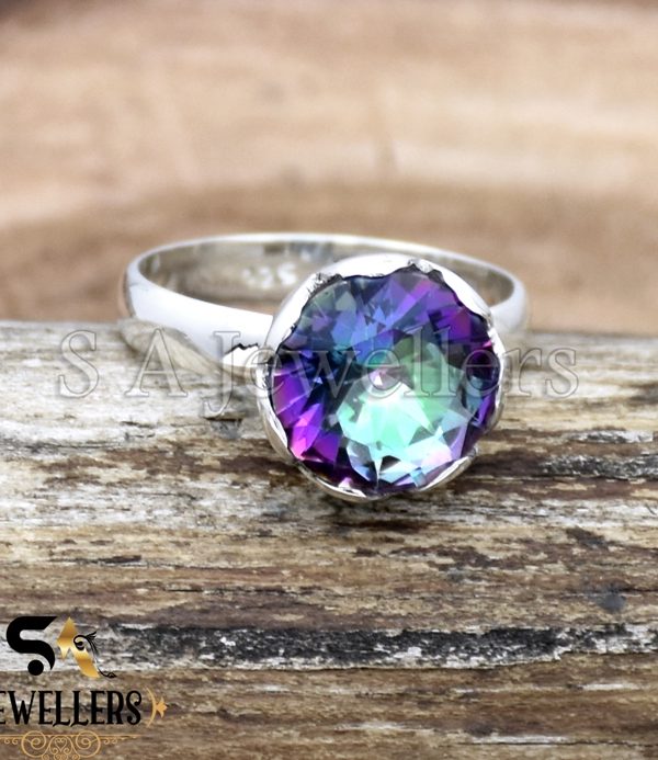 Mystic Topaz Ring, Rainbow Topaz Ring, 925 Sterling Silver Ring, Gift For Her