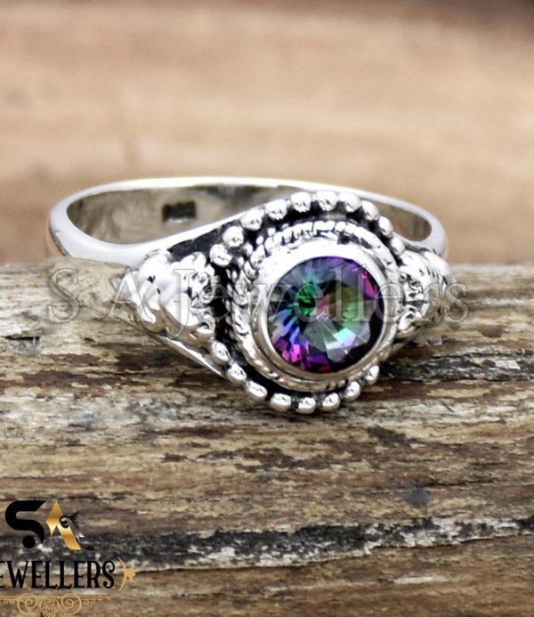 Mystic Topaz Ring, 925 Sterling Silver Ring, Rainbow Colour Gemstone, Girls Jewelry
