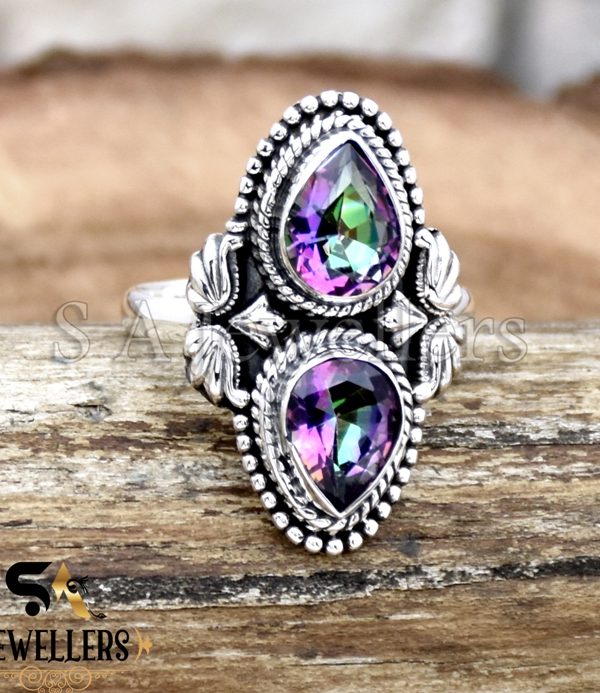 Mystic Topaz Ring, 925 Sterling Silver Ring, Boho Ring, Gift For Her