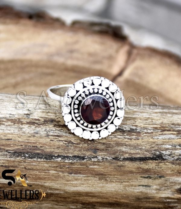 925 Sterling Silver, Garnet Ring, Jewelry for her, Handmade Gemstone Ring