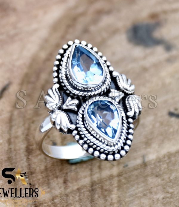 Blue Topaz Ring, 925 Sterling Silver, Silver Ring, Girls Jewelry