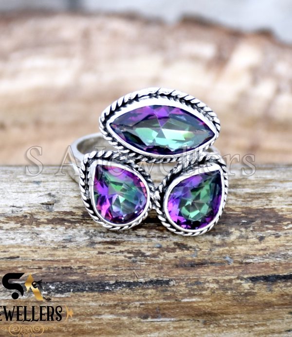 Mystic Topaz Ring, 925 Sterling Silver, Gemstone Ring, Jewelry for Girls