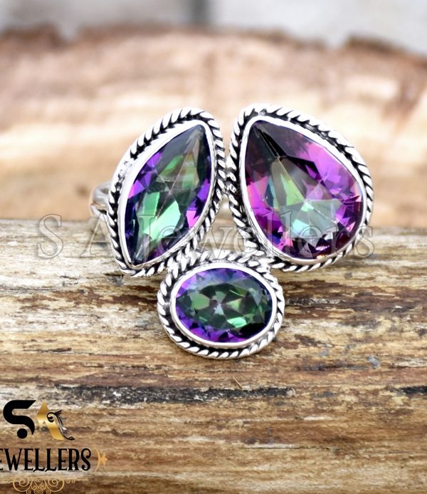 925 Sterling Silver, Mystic Topaz Ring, Silver Jewelry, Ring for Girls