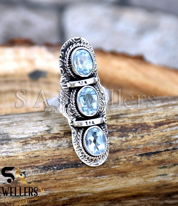 Wholesale 925 Sterling Silver Blue Topaz Ring, Natural Blue Topaz Jewelry