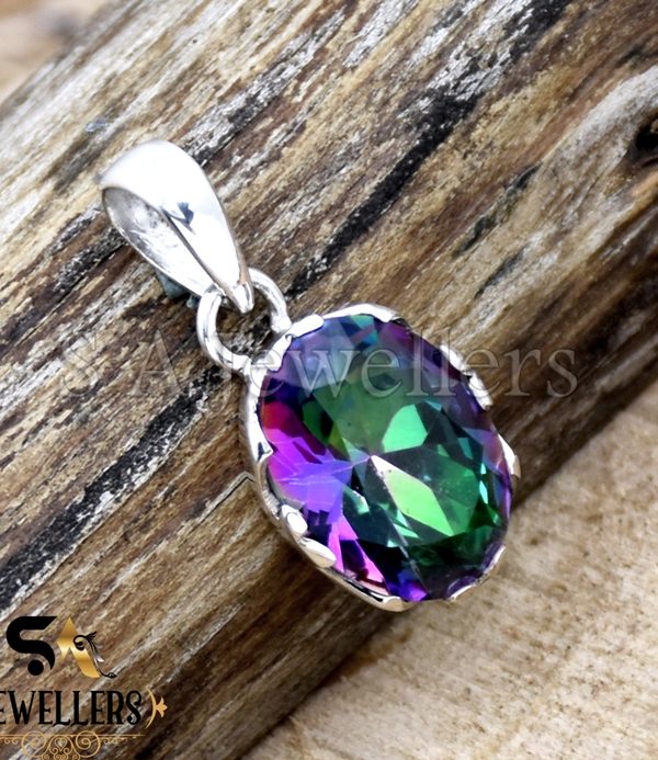 Mystic Topaz Silver Pendant, 925 Sterling Silver Pendant, Handmade Silver Pendant