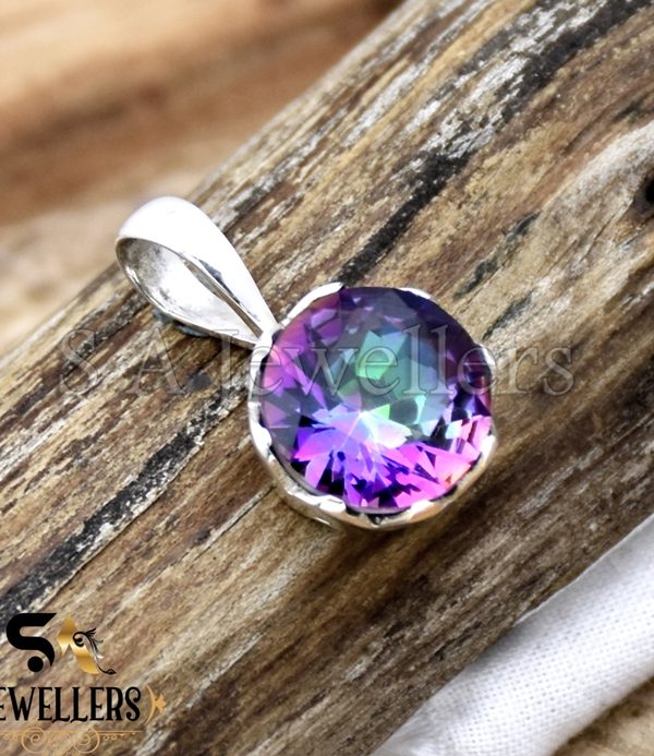 Mystic Topaz Silver Pendant, 925 Sterling Silver Pendant, Gift For Her