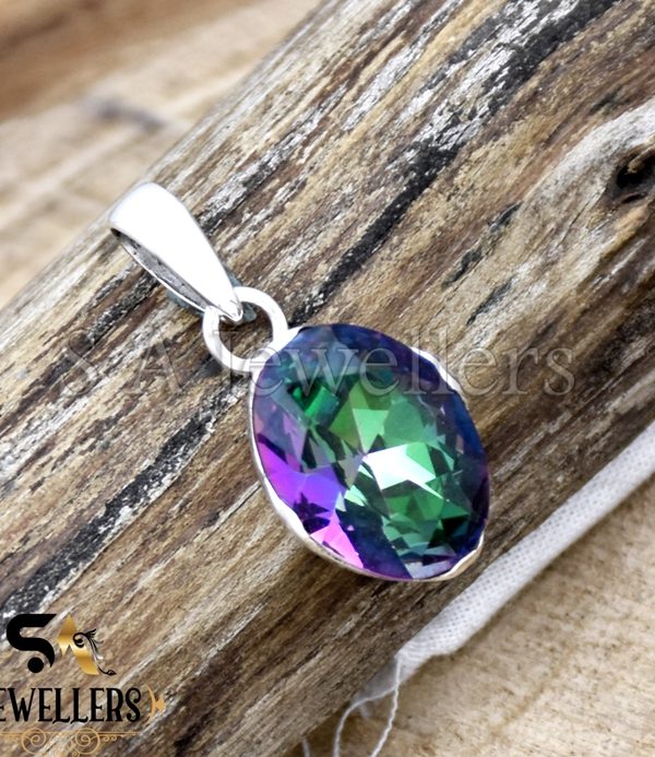 Mystic Topaz Silver Pendant, 925 Sterling Silver Pendant, Handmade Silver Pendant