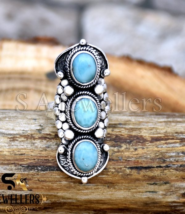Wholesale 925 Sterling Silver Larimar Ring, Top Quality Larimar Silver Jewelry