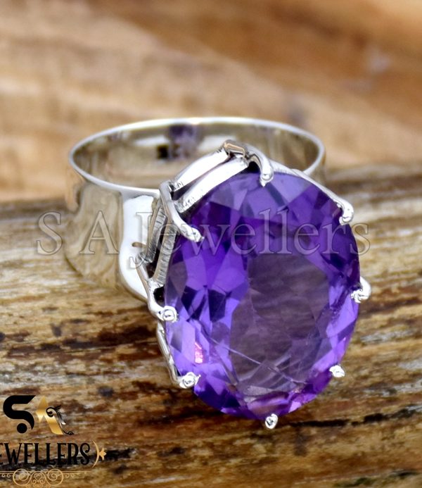925 Sterling Silver Ring, Amethyst Ring, Purple Gemstone Ring, Party wear Jewelry