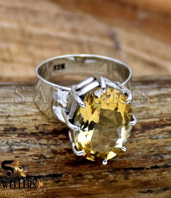 Handmade 925 Sterling Silver Ring, Citrine Ring, Top Quality Gemstone Ring
