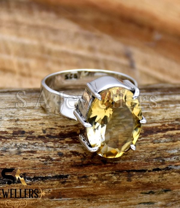 Wholesale 925 Sterling Silver Ring, Natural Citrine Ring, Gemstone Prong Ring
