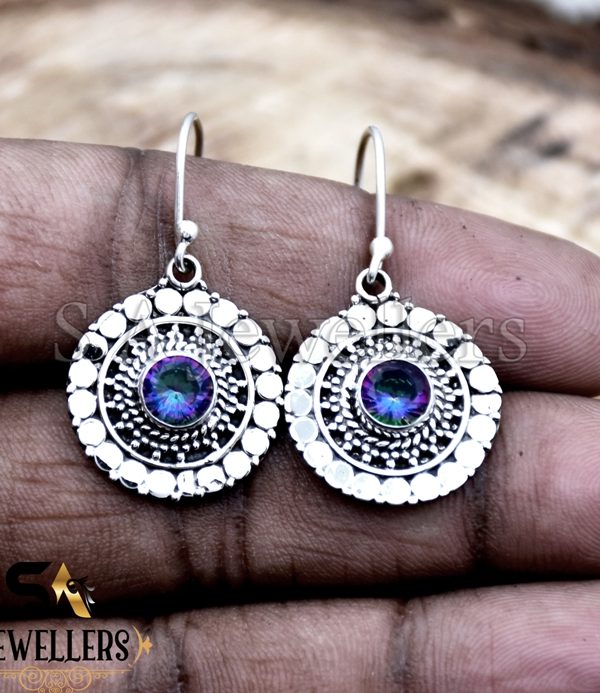 Mystic Topaz Earrings, 925 Sterling Silver, Dangle Drop Earring