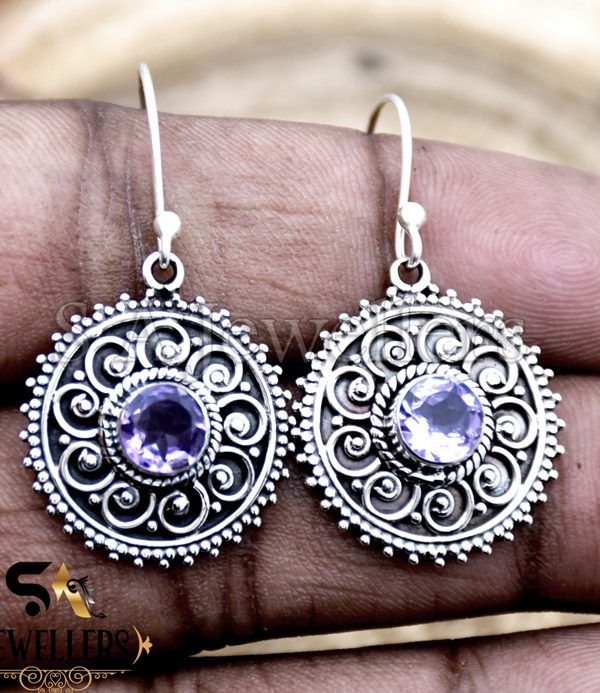 Amethyst Earrings, Gemstone Earrings, 925 Sterling Silver Earrings, Jewelry for girls