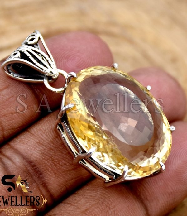 Natural Citrine Pendant, 925 Sterling Silver Pendant, Handmade Jewelry for Girls