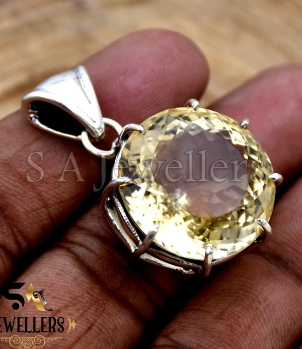 925 Sterling Silver Pendant, Citrine Pendant, Handmade Jewelry, Pendant for Her