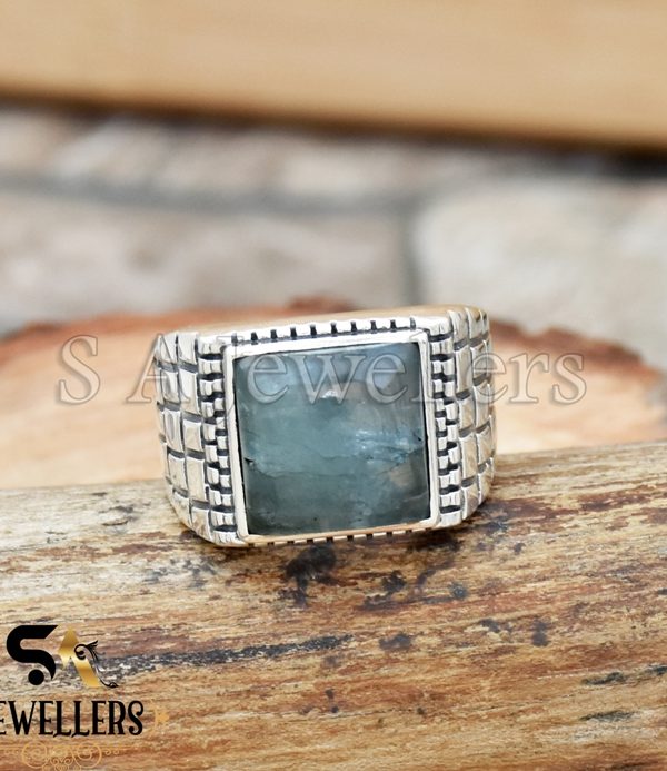 Aquamarine Ring, Men's Ring, 925 Sterling Silver Ring, Gift For Him