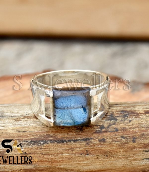 Blue Labradorite Ring, Men's Ring, 925 Sterling Silver Ring, Statement Ring