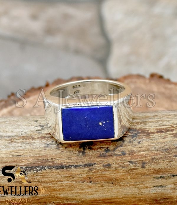 Natural Lapis Lazuli Ring, 925 Sterling Silver Ring, Men's Statement Ring, Beautiful Ring
