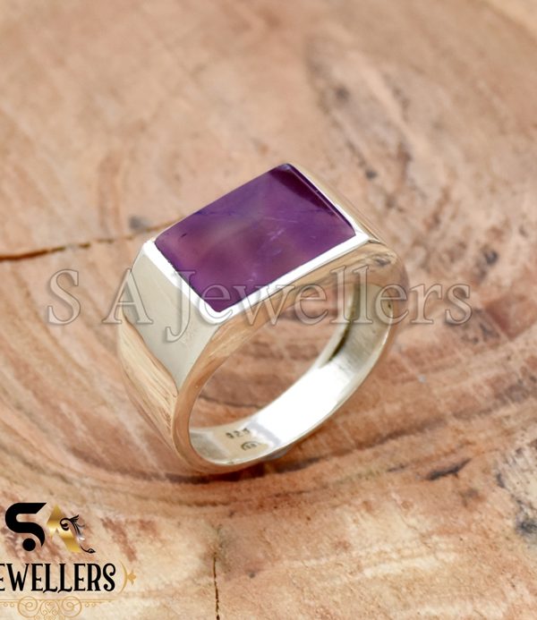 Natural Amethyst Ring, 925 Sterling Silver Ring, Men's Statement Ring, Gift For Him