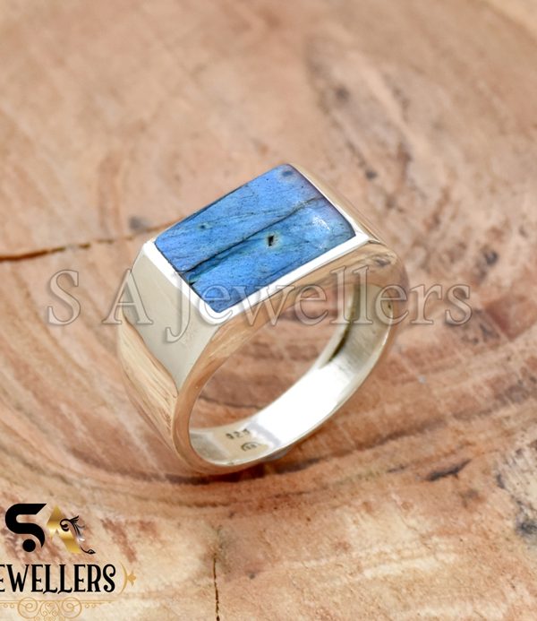 Natural Labradorite Ring, Men's Statement Ring, Silver Jewelry, 925 Sterling Silver Ring,