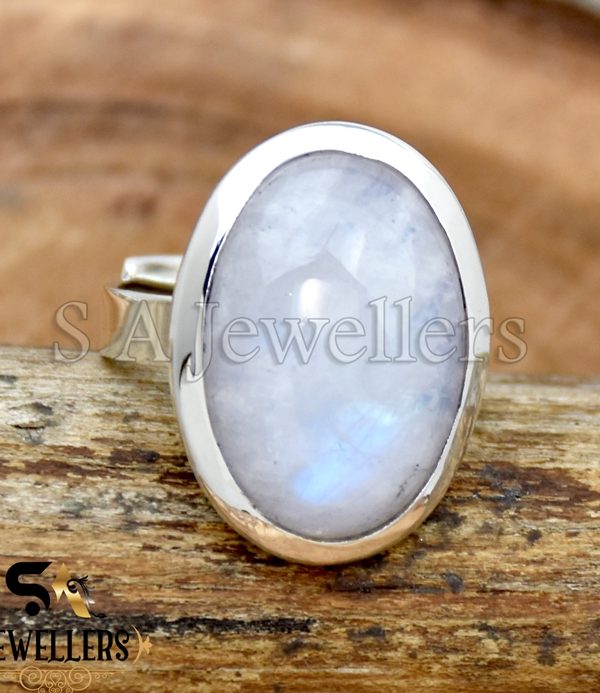 Natural Moonstone Silver Ring, Adjustable Ring, 925 Sterling Silver, Handmade Ring