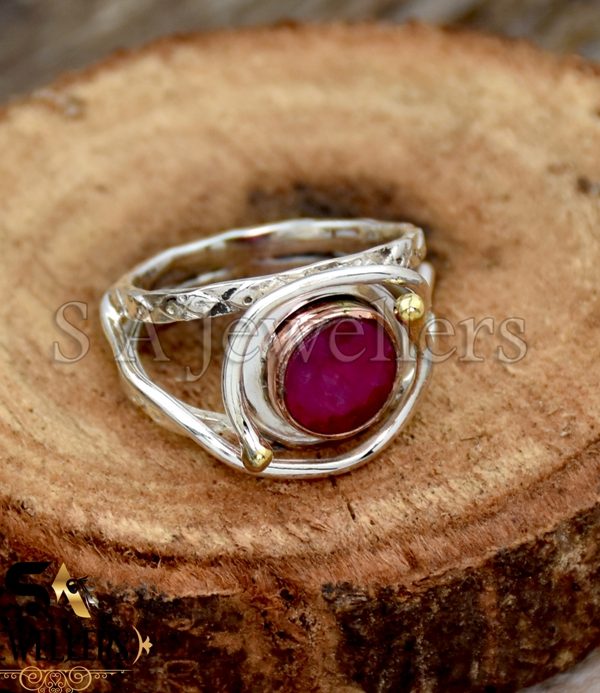 925 Sterling Silver Ring, Indian Ruby Silver Ring, Gift For Women's Ring