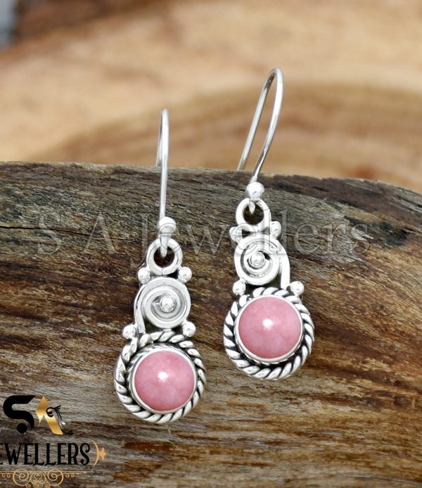 Pink Opal Earrings, 925 Sterling Silver Earring, Dangle Drop Earring