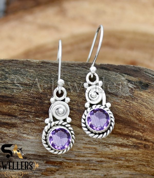 Wholesale Amethyst Silver Earrings, 925 Sterling Silver Earring, Beautiful Earring