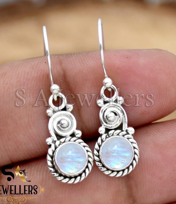 Natural Rainbow Moonstone Earrings, 925 Sterling Silver Earring, Gift For Her