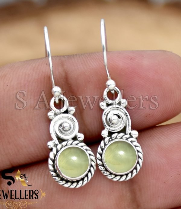 Prehnite Quartz Earrings, Gemstone Earring, 925 Sterling Silver Earring