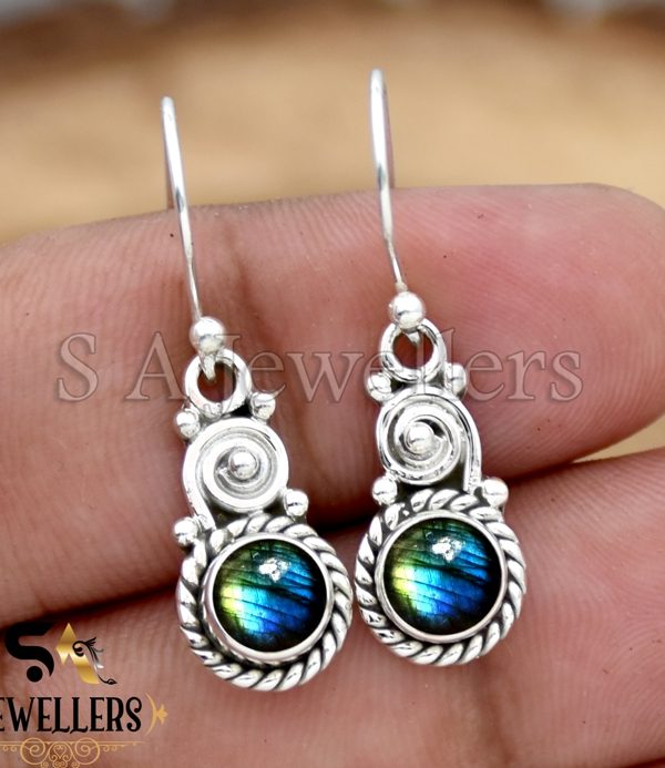 Natural Labradorite Earrings, 925 Sterling Silver Earring, Dangle Drop Earring