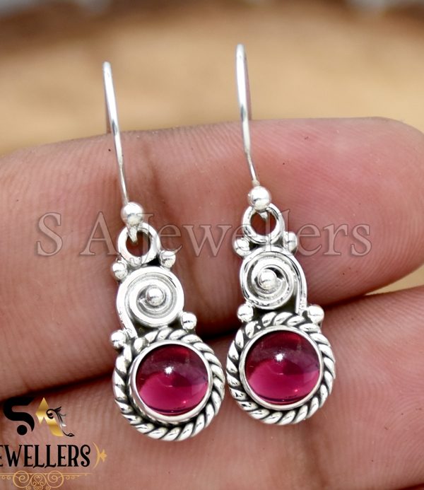 Natural Ruby Earrings, 925 Sterling Silver Earring, Women's Ruby Earring