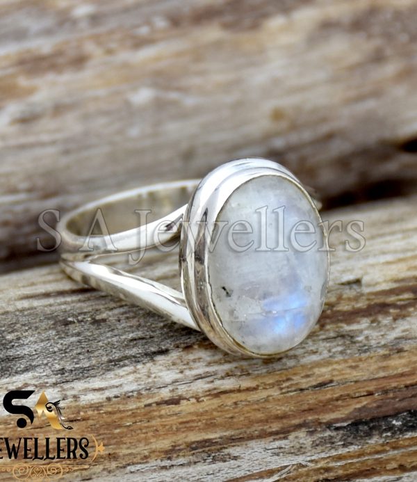 Natural Moonstone Silver Ring, 925 Sterling Silver Ring, Statement Ring