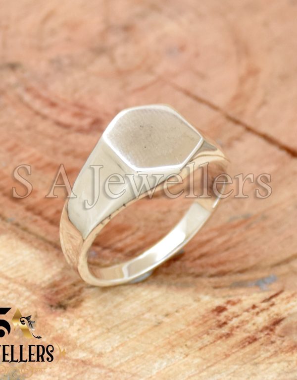 Hexagonal Signet Ring, 925 Sterling Silver Ring