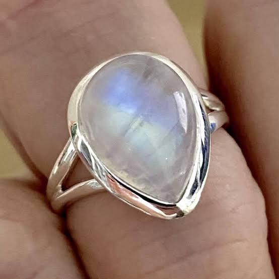 Natural Moonstone Ring, 925 Sterling Silver Ring