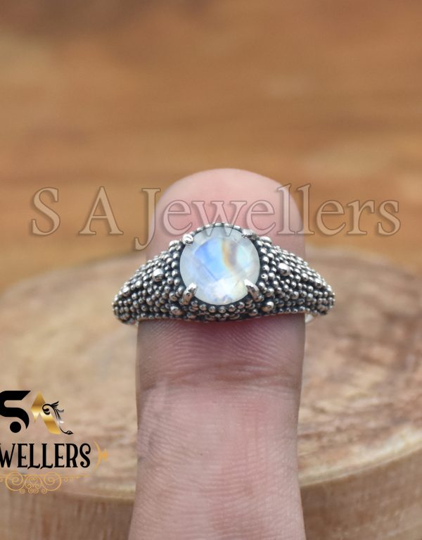 Rainbow Moonstone Ring, 925 Sterling Silver Ring, Prong Ring, Gift For Girls
