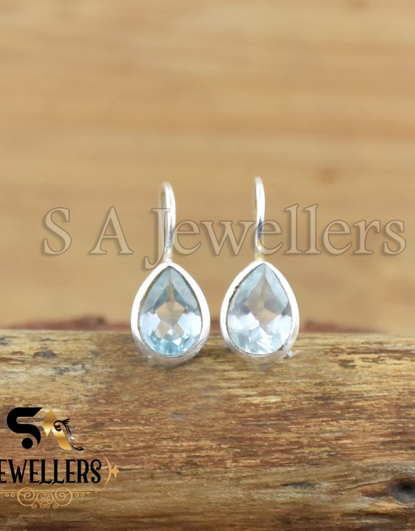 Blue Topaz Earring, 925 Sterling Silver Earring, Gemstone Earring, Wedding Gift