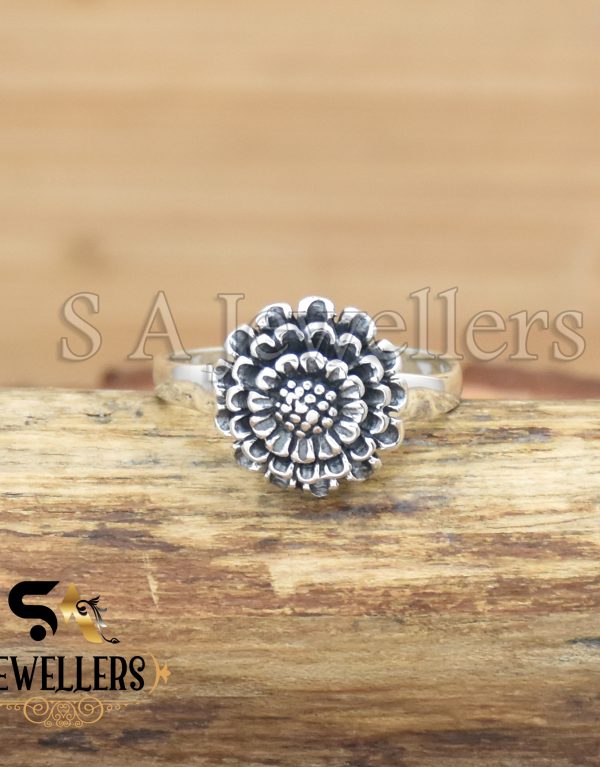 925 Sterling Silver Sunflower Ring, Boho Ring, Wildflower Ring, Flower Jewelry