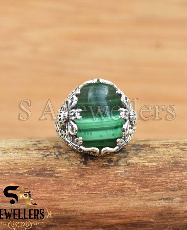 Silver Butterfly Ring, Malachite 925 Sterling Silver Ring, Designer Ring