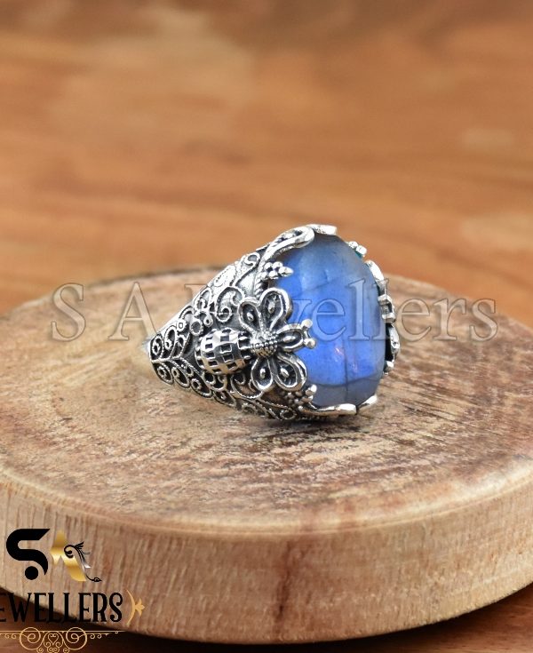 Silver Butterfly Ring, Blue Labradorite 925 Sterling Silver Ring, Gift For Her