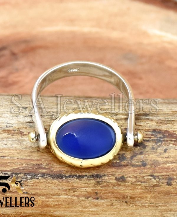 Blue Chalcedony Ring, 925 Sterling Silver Ring, Statement Ring,