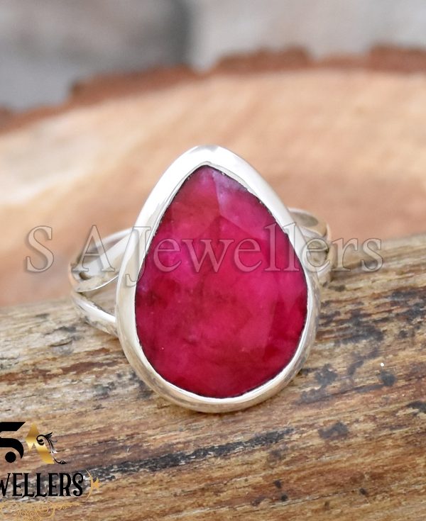 Indian Ruby Ring, 925 Sterling Silver Ring, Handmade Jewelry Ring,