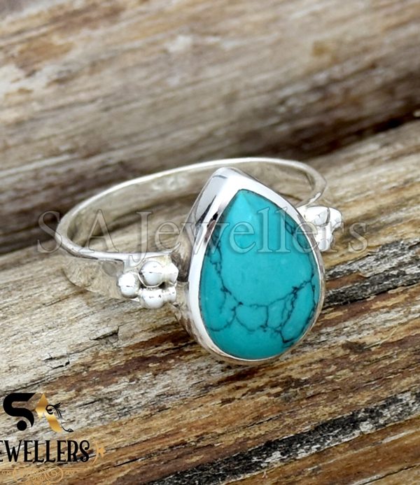 Turquoise Silver Ring, 925 Sterling Silver, Statement Ring, Boho Ring
