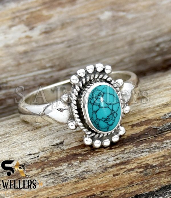 Turquoise Silver Ring, 925 Sterling Silver, Statement Ring, Pinky Ring