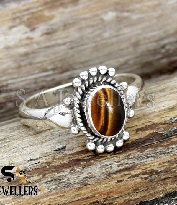 Natural Tiger Eye Silver Ring, 925 Sterling Silver, Statement Ring, Gift For Her