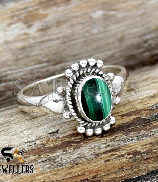 Wholesale Natural Malachite Silver Ring, 925 Sterling Silver Ring, Beautiful Ring