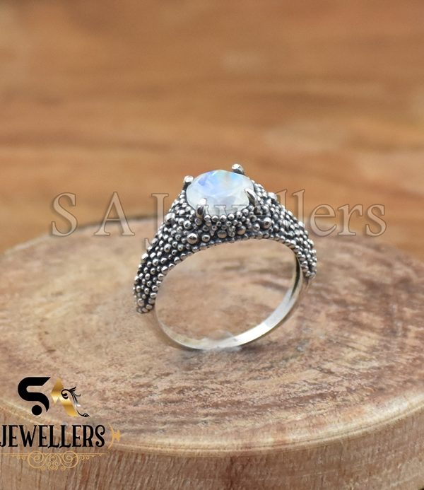 925 Sterling Silver Ring, Moonstone Ring, Gemstone Jewelry, Handmade Silver Ring