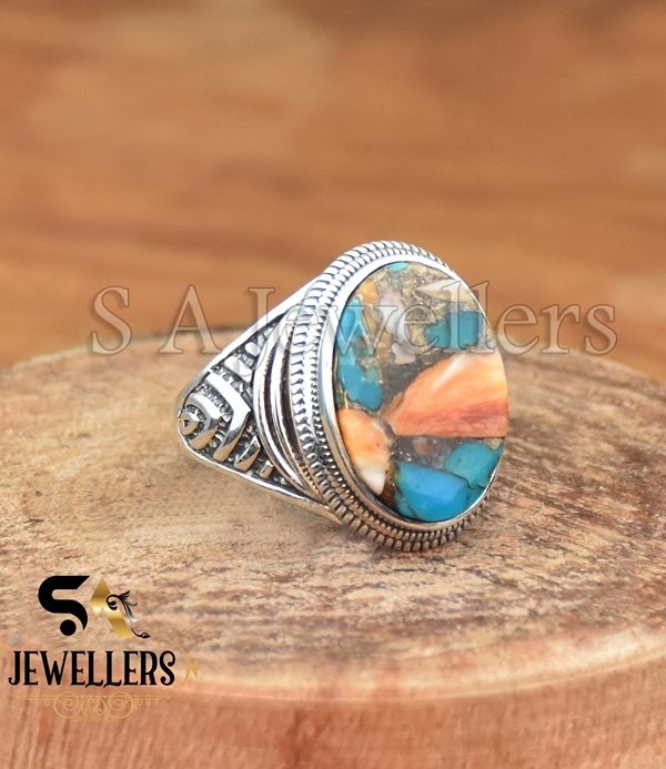 Oyster Turquoise Ring, 925 Sterling Silver Ring, Handmade Ring, Gemstone Silver Jewelry